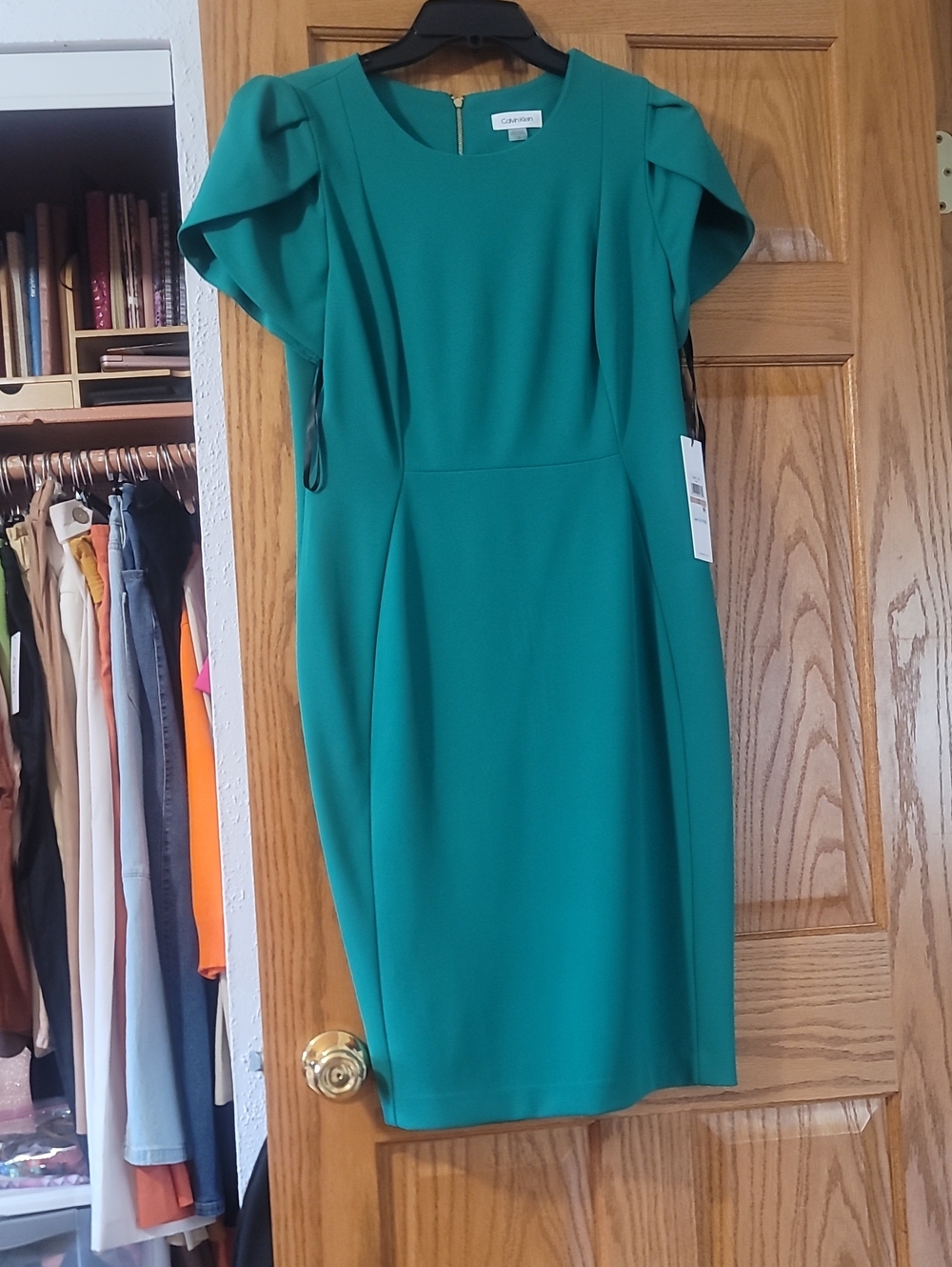 Calvin Klein Teal Midi Sheath Dress